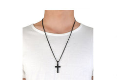 Black Unisex Titanium Steel Cross Necklace