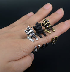 3D Yorkie Resizable Ring