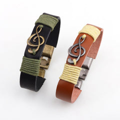 Treble Clef Leather Bracelet