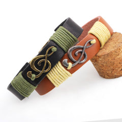 Treble Clef Leather Bracelet