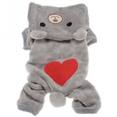 Cute Teddy Bear Warm Fleece Jumpsuit