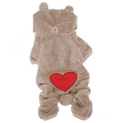 Cute Teddy Bear Warm Fleece Jumpsuit