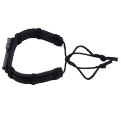 Adjustable Black Leather Guitar Bracelet