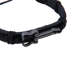 Adjustable Black Leather Guitar Bracelet