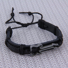 Adjustable Black Leather Guitar Bracelet
