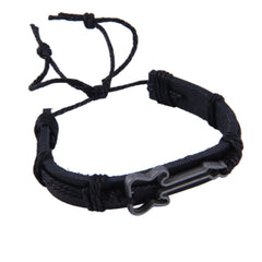 Adjustable Black Leather Guitar Bracelet