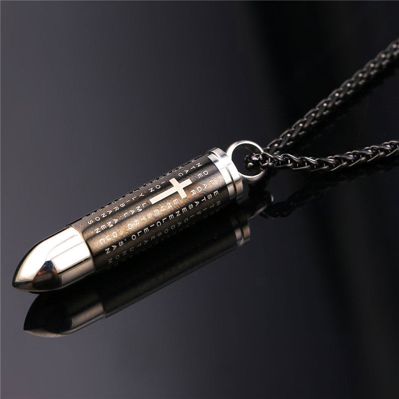 U7 New Stainless Steel Bullet Pendant Men Necklace Two Use Wholesale Trendy Gold Cross Bible Christian 3e62a5b2 3d1e 468b 8664