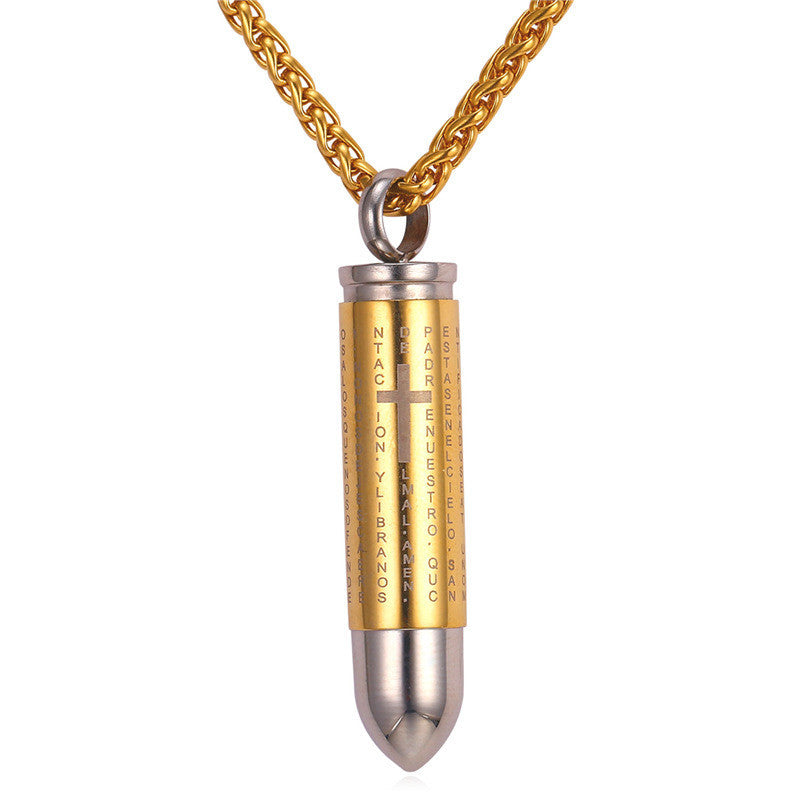 Morvi Copper Bronze Plated Bullet with Jesus Criss Cross, Pendant Locket  Jewellery for Men and Women