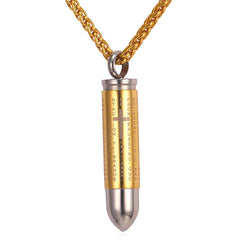 Bullet Bible Cross Pendant Necklace