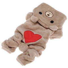 Cute Teddy Bear Warm Fleece Jumpsuit